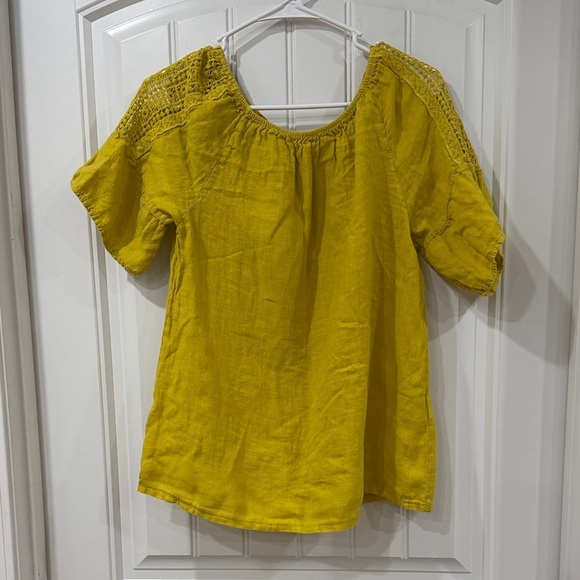 Terzo Millennio Tops - EUC Mustard Yellow Italian Linen Blouse